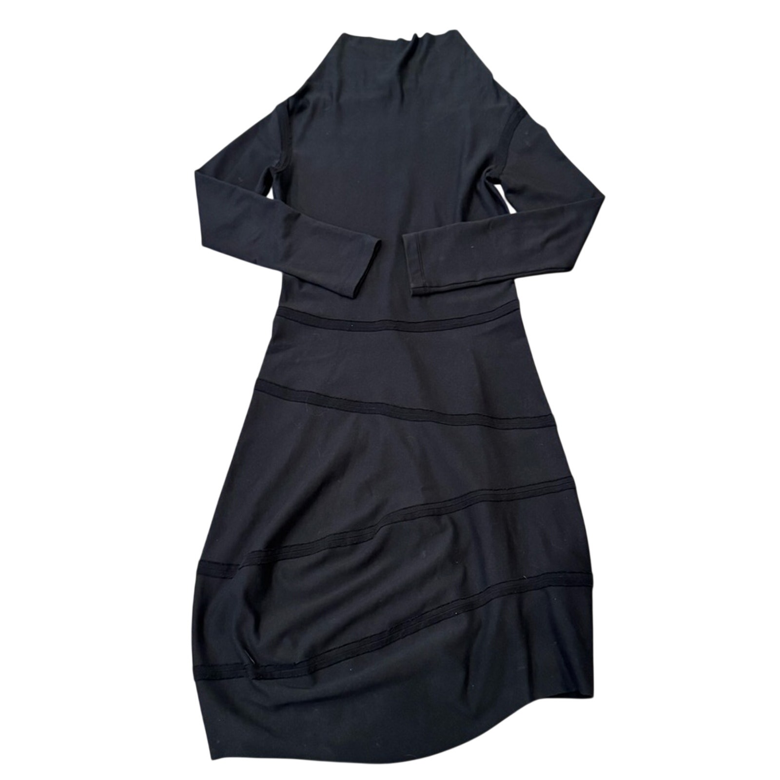 Veronique Miljkovitch Long Sleeve Knit Black Midi Dress Size Small